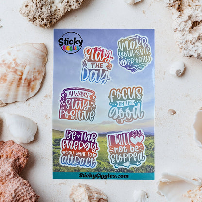 Pastel Positivity and Inspirational Sticker Sheet 6 Stickers