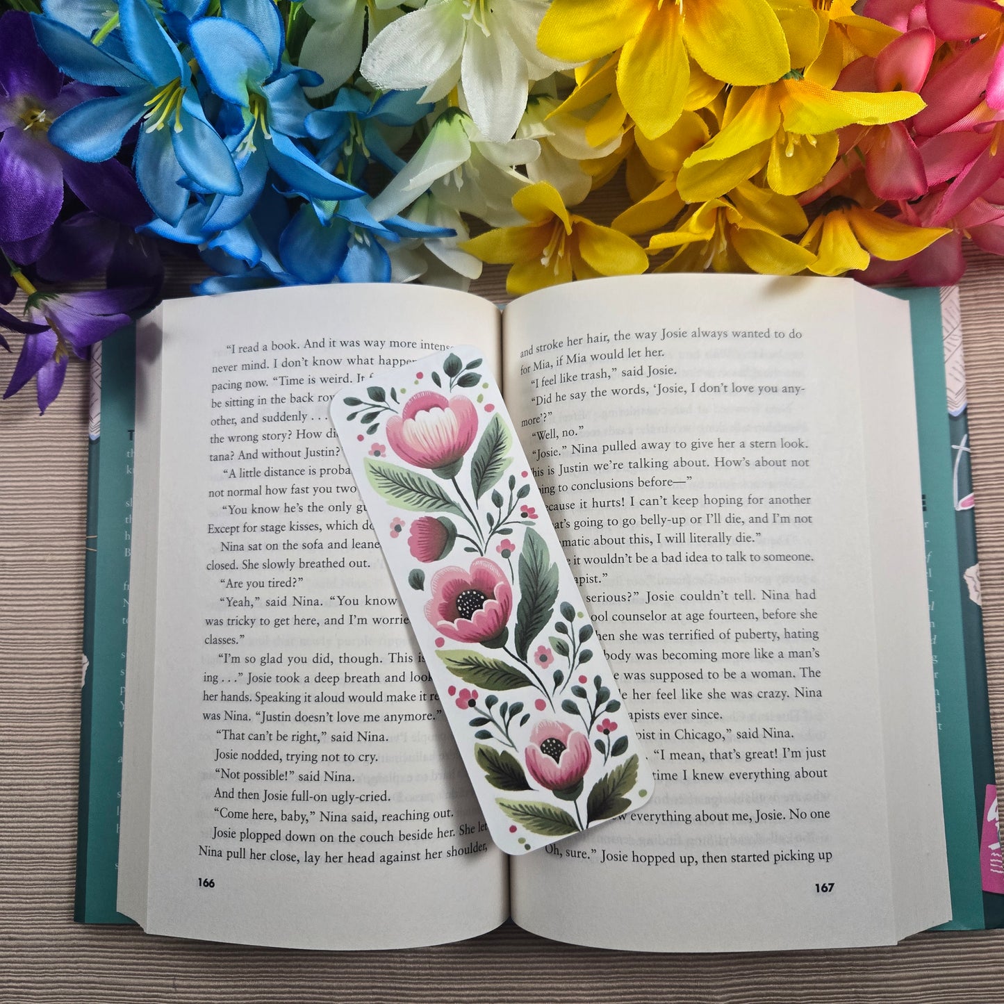 Pink Floral Bookmark