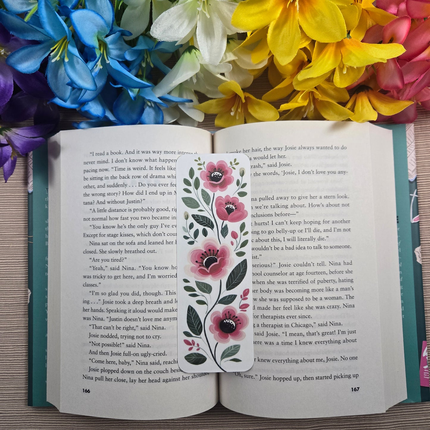 Pink Floral Bookmark