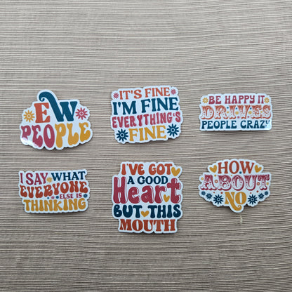 Funny Sarcastic Collection 4 Stickers