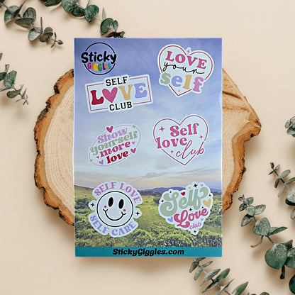 Cute Self Love Inspirational Sticker Sheet 6 Stickers