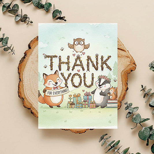 Forest Critters Thank You Card