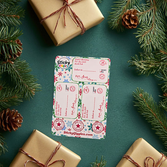 Festive Christmas Gift Tag Sticker Sheets