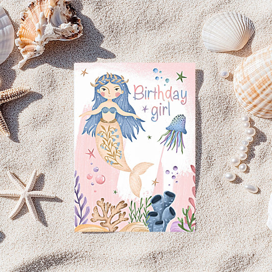 Mermaid Birthday Girl Card
