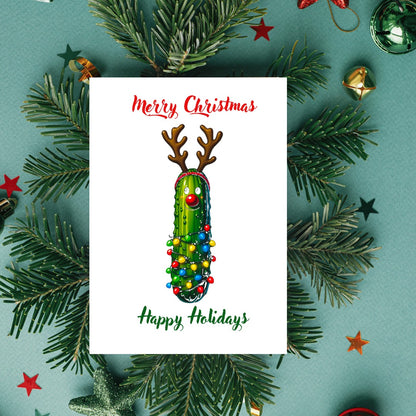 Reindeer Pickle Christmas Card
