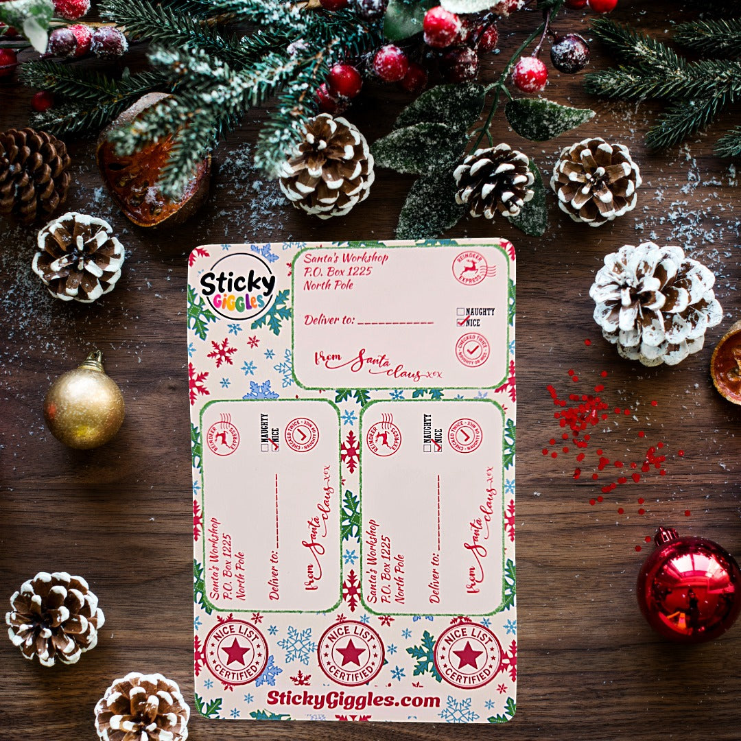 Festive Christmas Gift Tag Sticker Sheets
