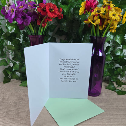 Two Less Dating Humans funny Wedding Congratulations Card