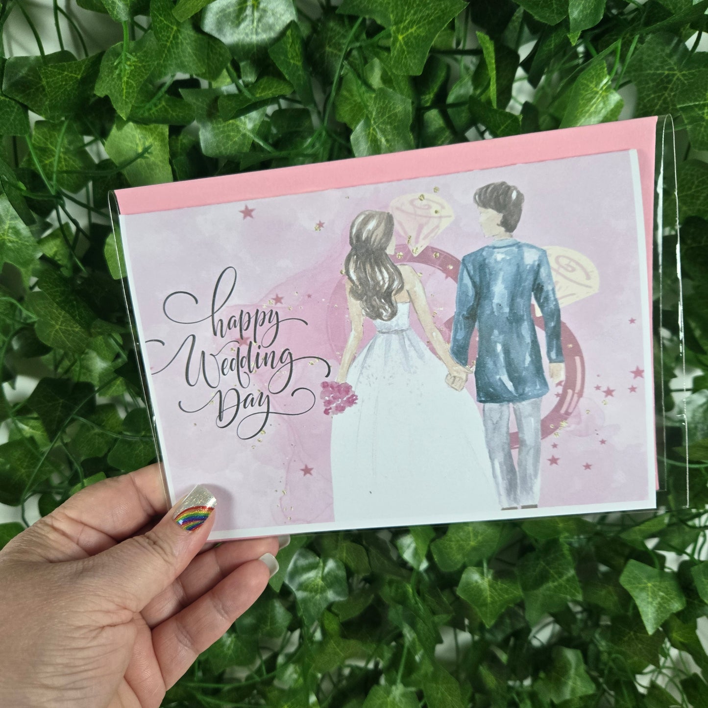Pink Wedding Congratulations Card