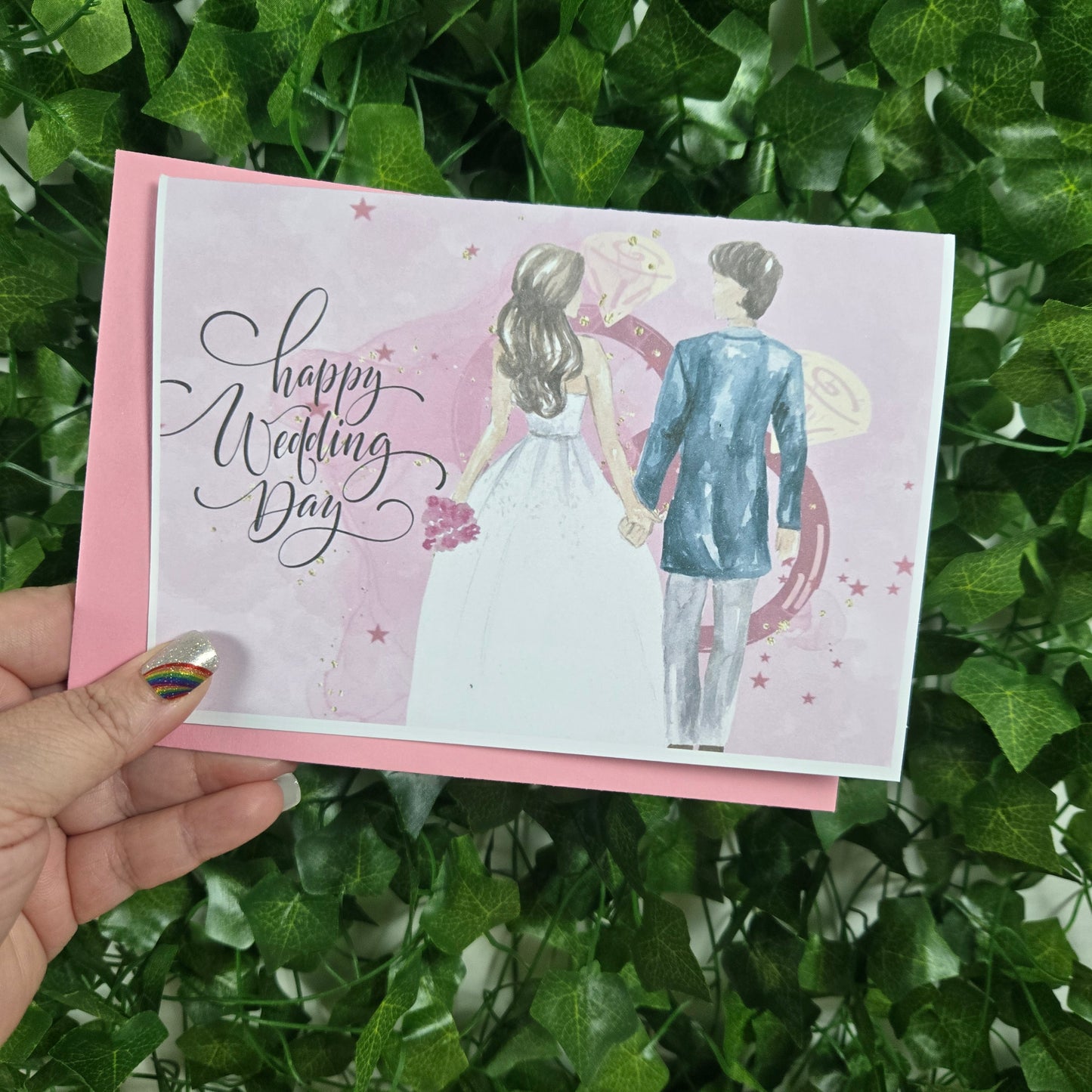 Pink Wedding Congratulations Card