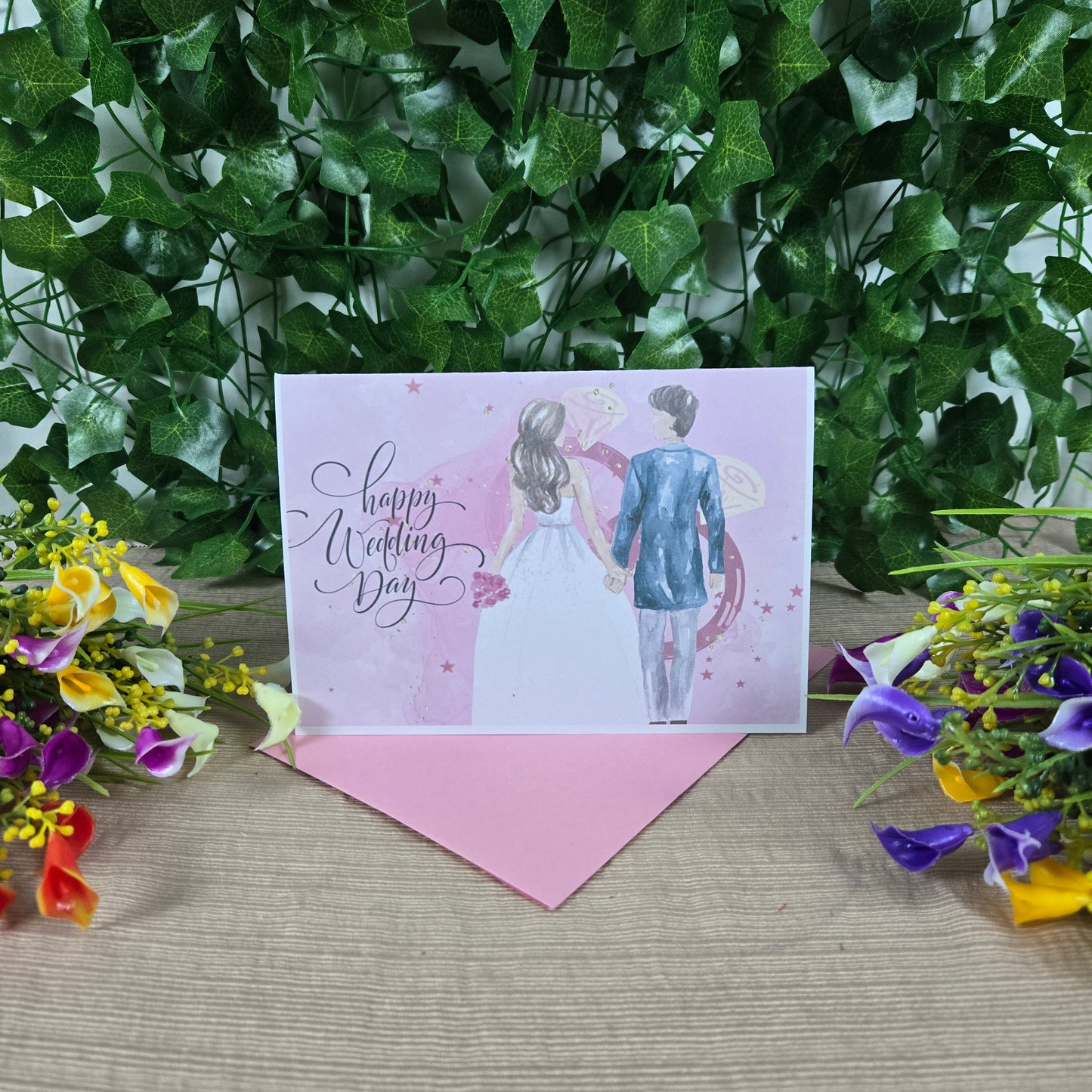 Pink Wedding Congratulations Card