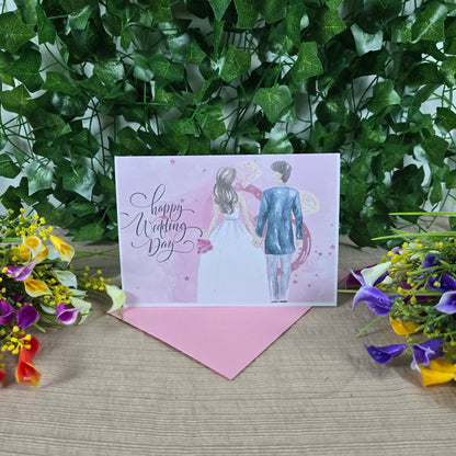 Pink Wedding Congratulations Card