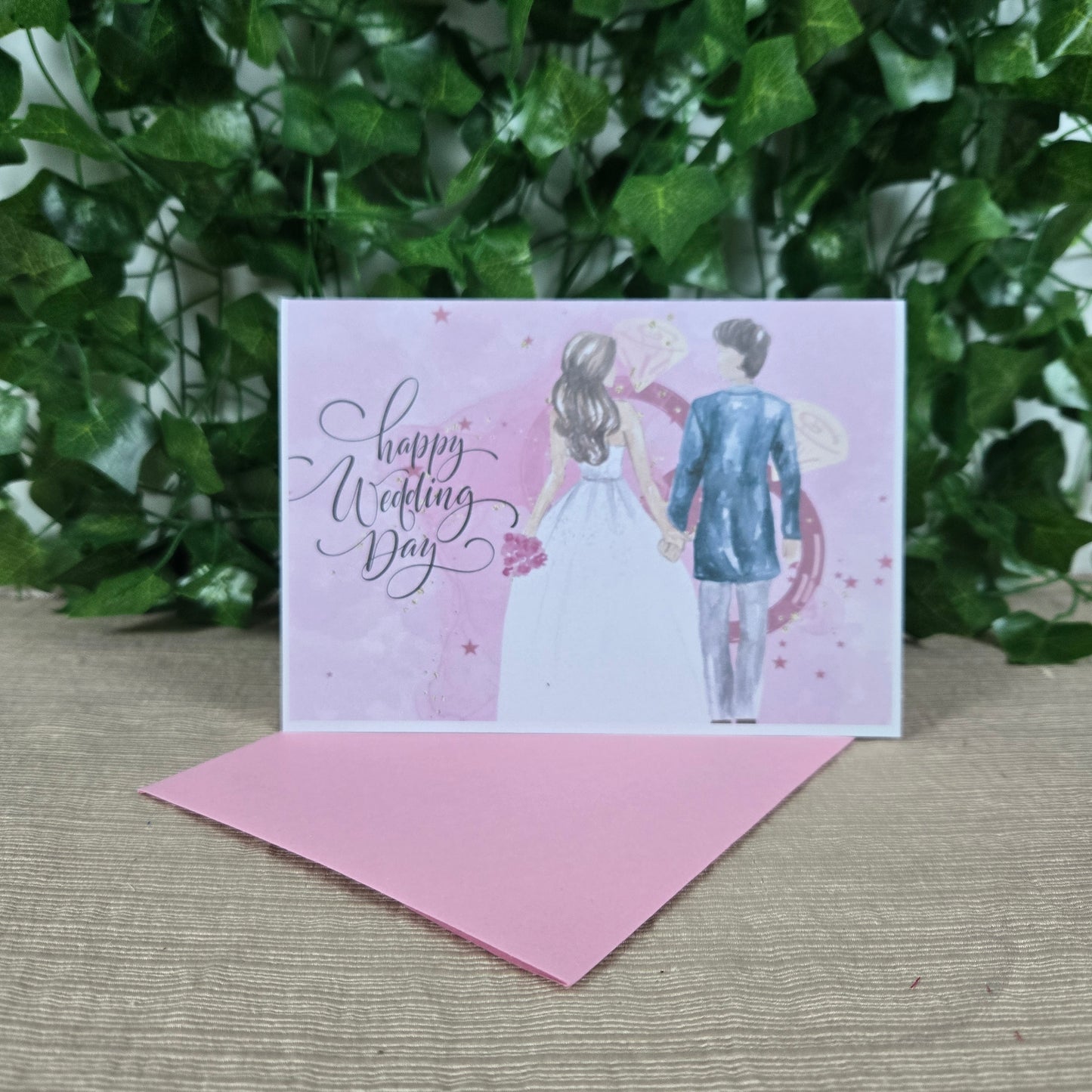 Pink Wedding Congratulations Card