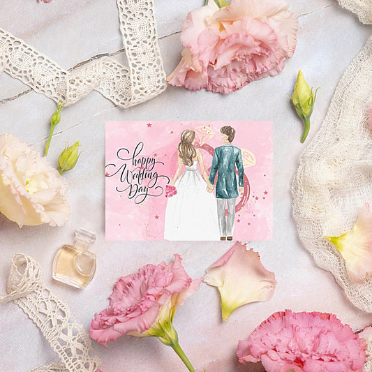 Pink Wedding Congratulations Card