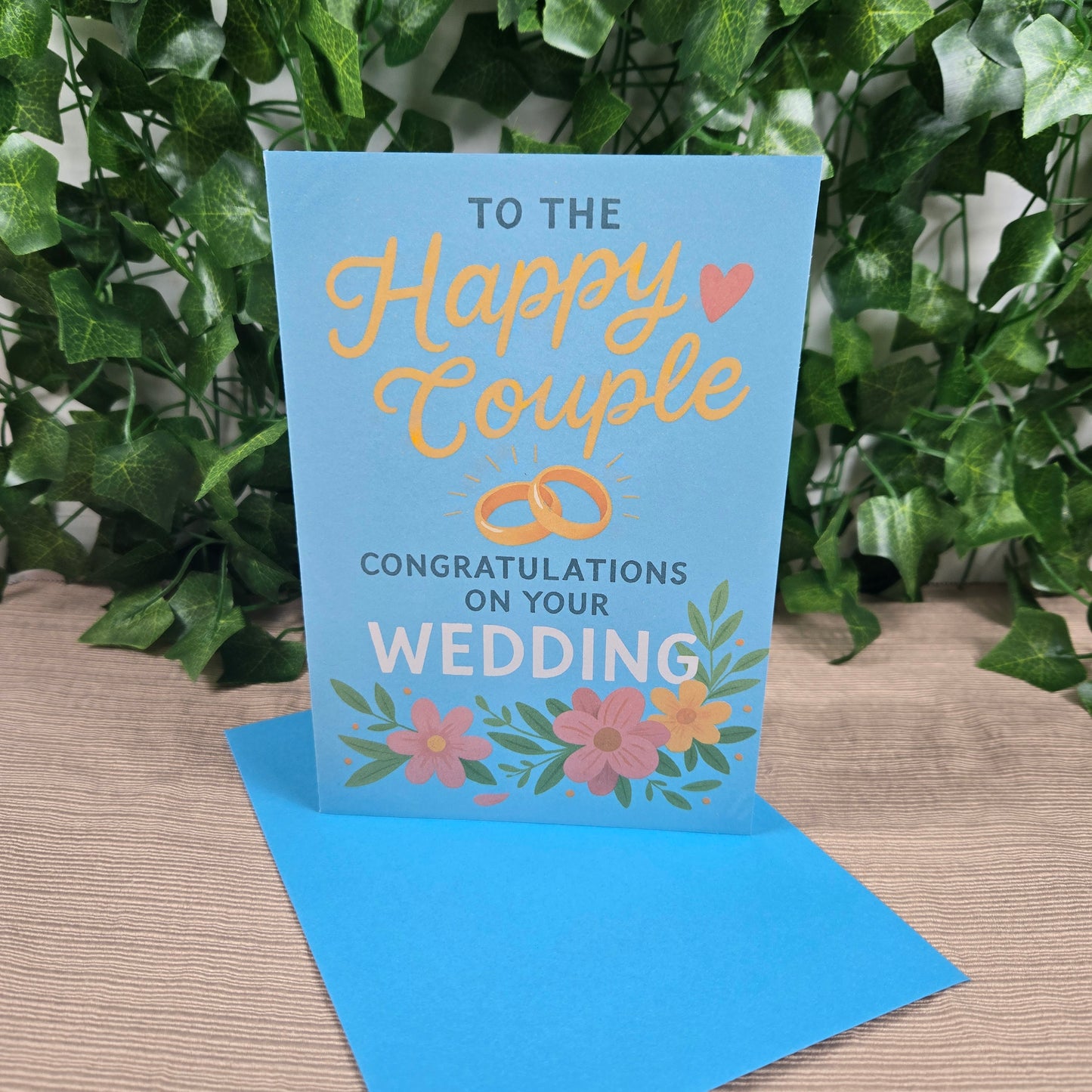Bright Floral with Rings Wedding Card