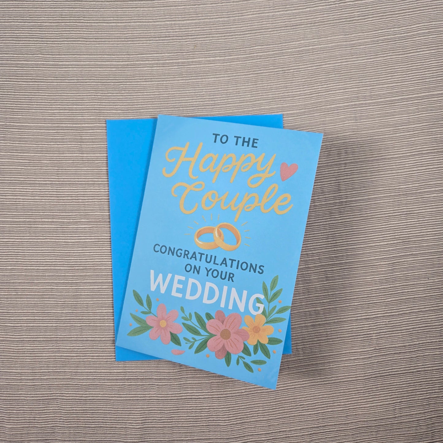 Bright Floral with Rings Wedding Card