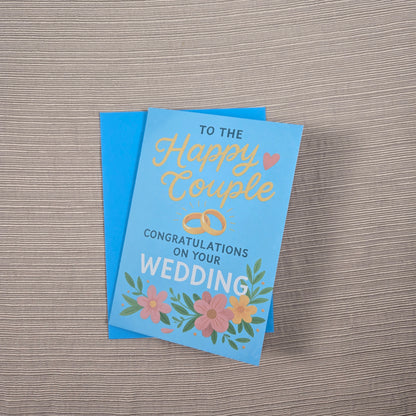Bright Floral with Rings Wedding Card
