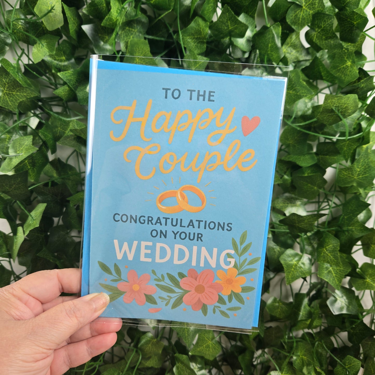 Bright Floral with Rings Wedding Card