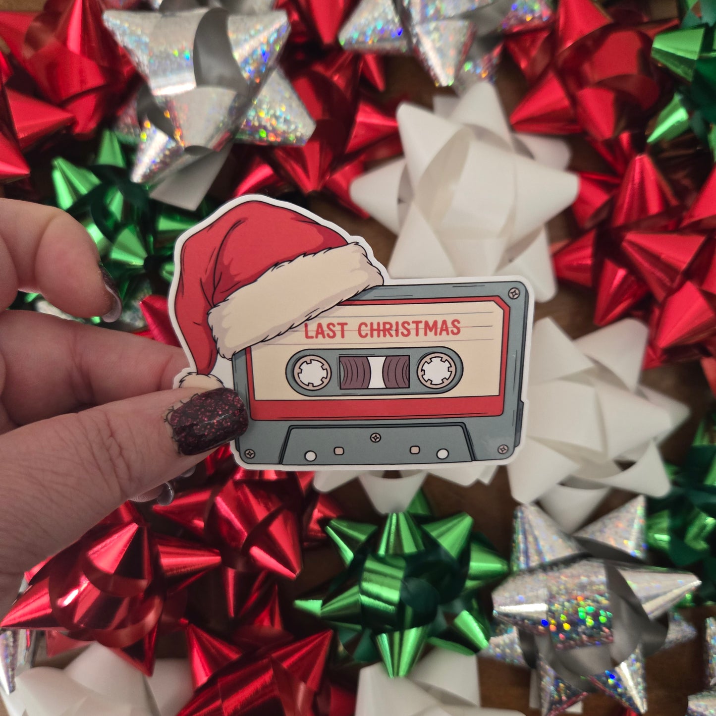 Vintage Christmas Music Cassette Stickers