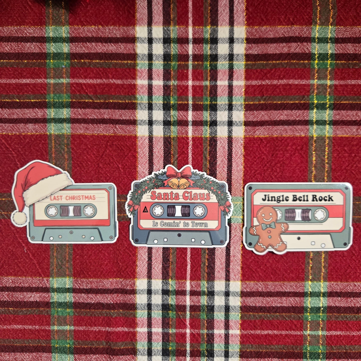Vintage Christmas Music Cassette Stickers