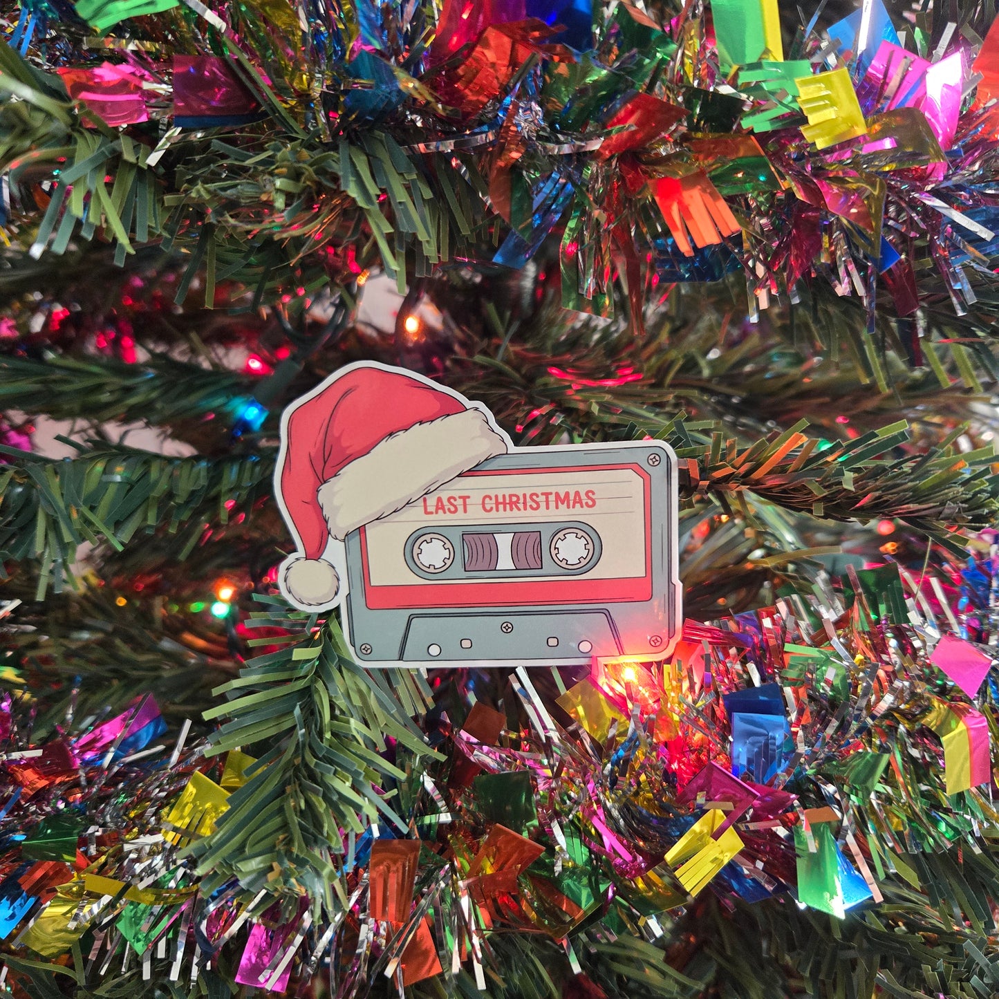 Vintage Christmas Music Cassette Stickers