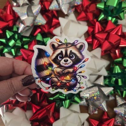 Festive Racoon Christmas Stickers
