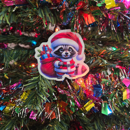 Festive Racoon Christmas Stickers