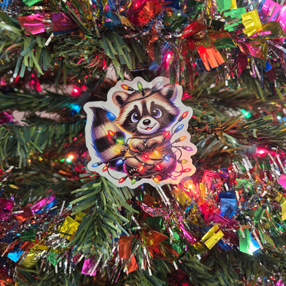 Festive Racoon Christmas Stickers