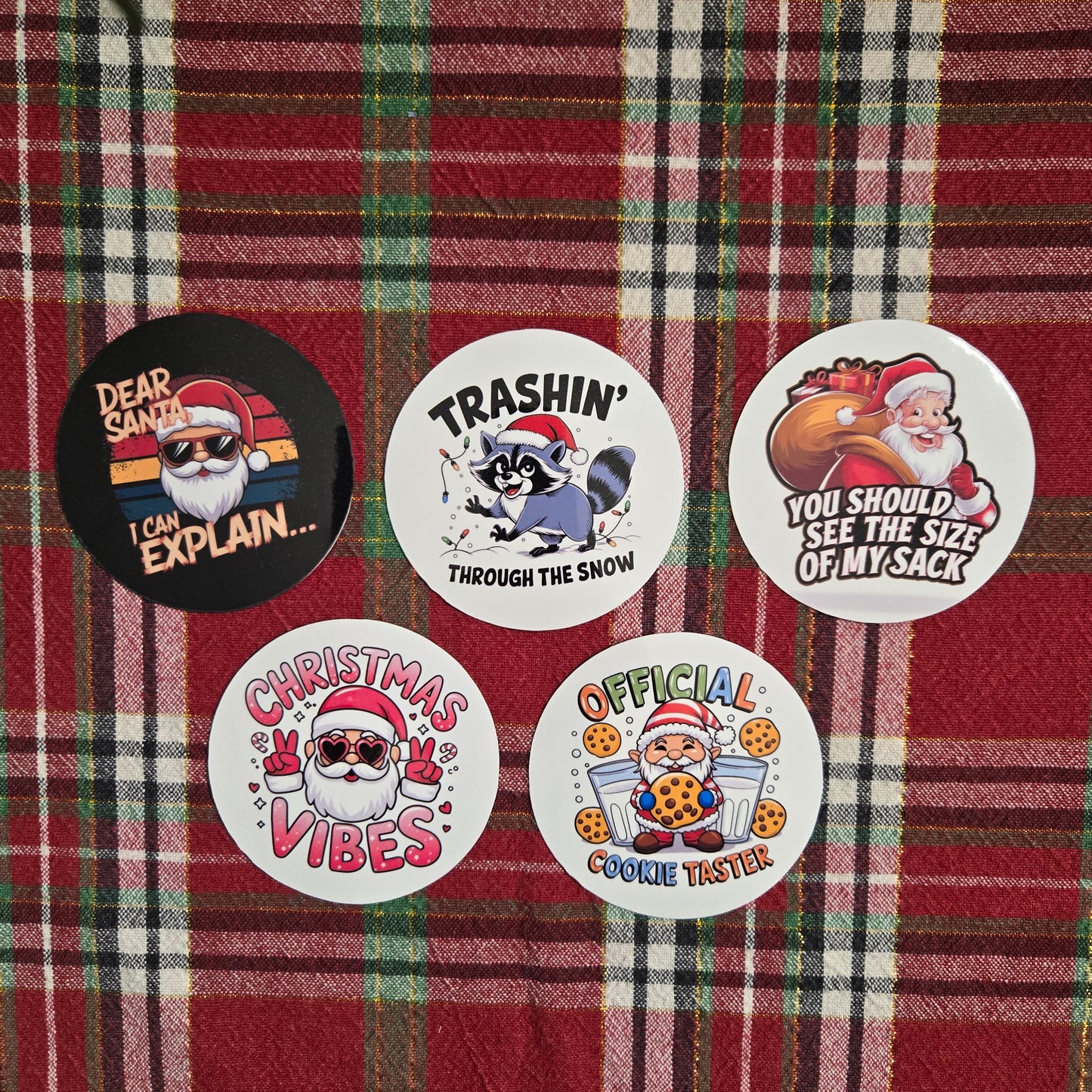 Round Cheeky Christmas Stickers